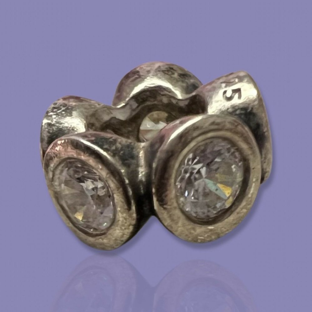 Rare PANDORA Sterling Silver S925 ALE CZ LIGHTS SPACER CHARM RETIRED 790226CZ